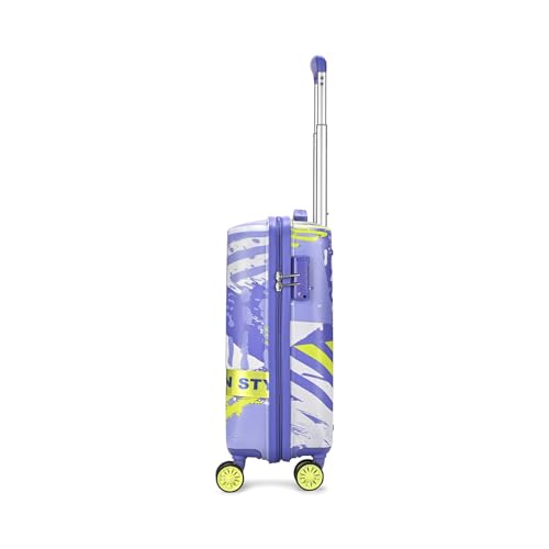 Image of Skybags Wanderlust Cabin Trolley Bag 55cm | Small | Hard Luggage | Printed 8-Wheel Suitcase | TSA Lock with Anti-Theft Zipper | Polycarbonate | 3 Years International Warranty - Unisex (Blue-Lime)