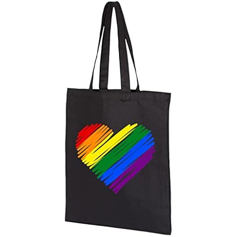 Vagile Pride rainbow heart tote bag LGBTQ Unisex Wristband Lesbian Gay Trans LGBT, Black,One Size Cover