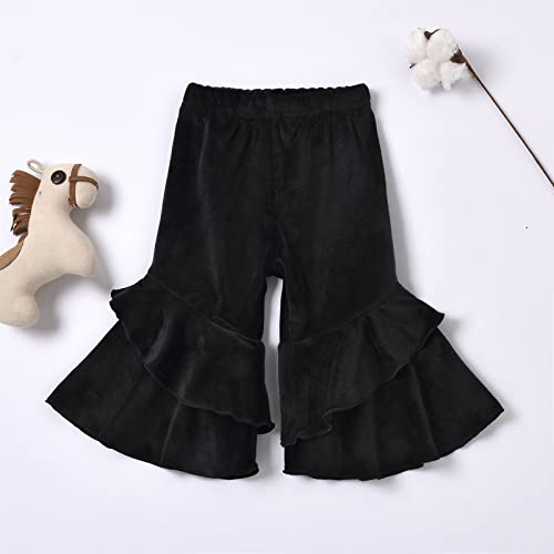 Toddler Baby Girl Fashion Bell Bottom Solid Stretchy Ruffle Leggings Infant Flare Pant Wide Leg Legging Trousers3