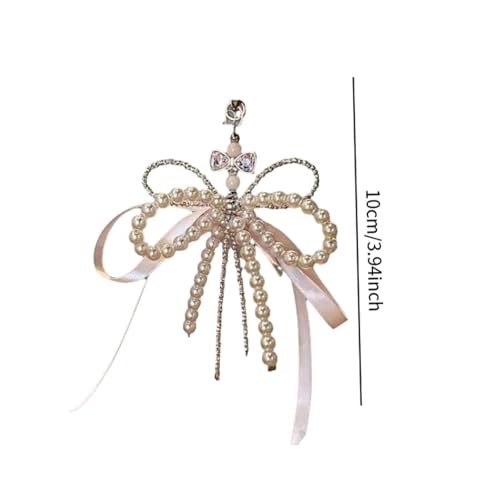 Beaded Bow Phone Charm Stylish Keychain Camera Decor Decorative Smartphone Chain Beaded Bowknot Design2