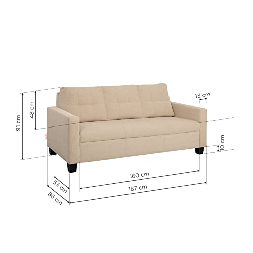 Image of Duroflex Ease - 5 Seater Sofa, 3+2 Sofa Set | Premium Fabric, High Comfort Foam, Durable Termite-Resistant Wooden Frame & Easy Maintenance | 3-Year Warranty - Beige