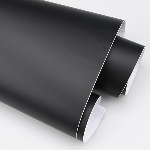 Black Matte Carbon Fiber Car Vinyl Wrap Roll Bubble Free Air Release DIY Wrap Film for Motor Interior (1FT*10FT)