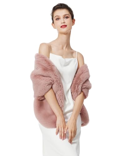 BEAUTELICATE Chal Estola de Pelo Mujer Boleros para Invierno Fiesta Novia Bodas（Dusty Rose,talla única）