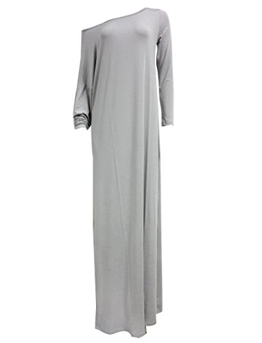 Mujer Sin Tirantes Vestido Largo de Playa con Mangas 3/4 del Hippie Bohemia L Gris Claro