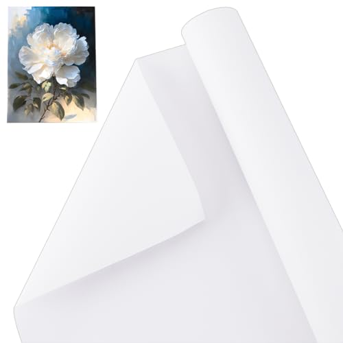 OLYCRAFT 37cmx5m Rouleau de toile de coton doublement apprêtée blanc 0.3mm d'épaisseur Rouleau de toile de coton pour la peinture Papier gesso à double...