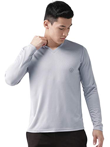 Image of CHKOKKO Men's Polyester V Neck Full Sleeves Sports Gym Regular Fit T-Shirt