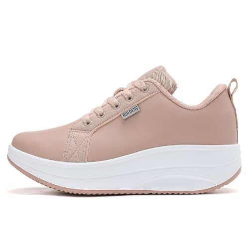 Image of RUIDENG Platform Sneakers for Women Walking All Day | Slip Resistant Work Shoes for Women Comfortable | 2 Inch Thick Wedge Rocker Bottom