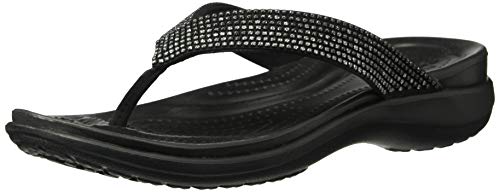 Crocs (クロックス) レディース カプリ V ビーチサンダル, ブラックオンブル/ブラック, 4