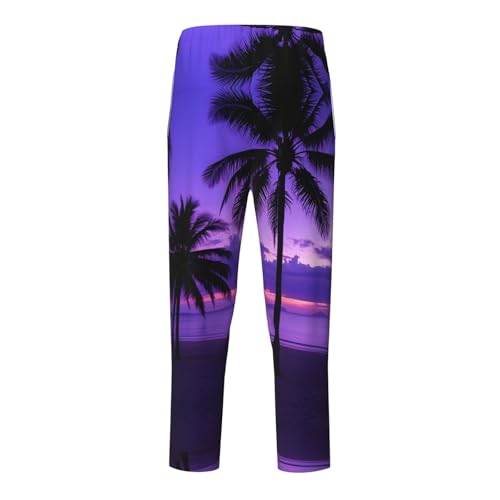 Pajama Pants Pajama Bottoms with Elastic Waistband Sleepwear Lounge PantsBeach Coconut Tree Sunset2