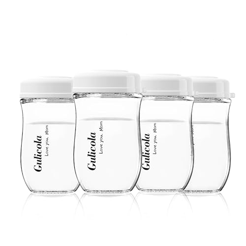Image of Gulicola Glass Breastmilk Storage Bottles, Wide Neck Breastmilk Collection Bottles, 5 oz, 4 Pack - White