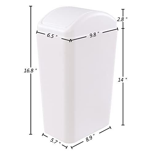 Caneca de basura blanca de plástico con tapa basculante 3.5 gal miniatura 2
