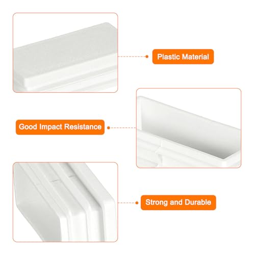Image of uxcell 2 x 1 Inch Rectangle Plastic Plug, 4 Pcs White Pipe Tubing End Cap Plastic Plug Cap Insert Glide Insert for Metal Tubing Fence Table Chairs Furniture, White