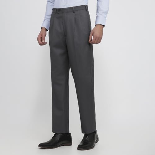 Image of Park Avenue Men Comfort Fit Solid Pattern Poly Wool Blend Double Pleat Formal Trouser