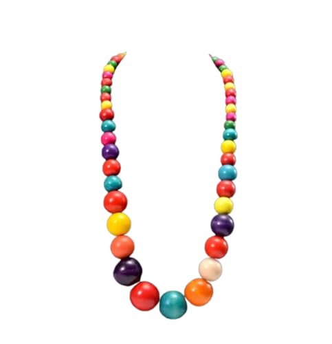 Collier de perles multicolores en bois de haute qualité avec finitions polies à la main