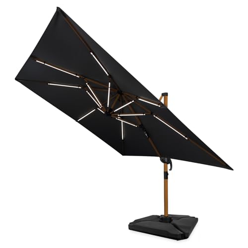 VONROC Éclairage LED Parasol Rechargeable – 15 Bandes LED, Batterie 2600 mAh – Lumière Extérieure Jardin, Terrasse, Camping GP855AA