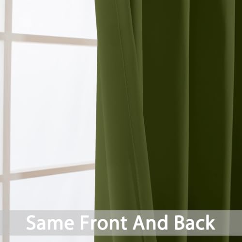 Yakamok Olive Green Curtains 84 Inches Length Blackout Curtain for Bedroom-Green Room Darkening Thermal Insulated Grommet Drapes for Living Room, 62W x 84L,2 Panels