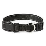 Amazon Basics Reflective Polyester Dog Collar, Adjustable Length 18.5"-29.5", 1.4" W, Quick-Release Buckle for Easy On/Off, Large, Black