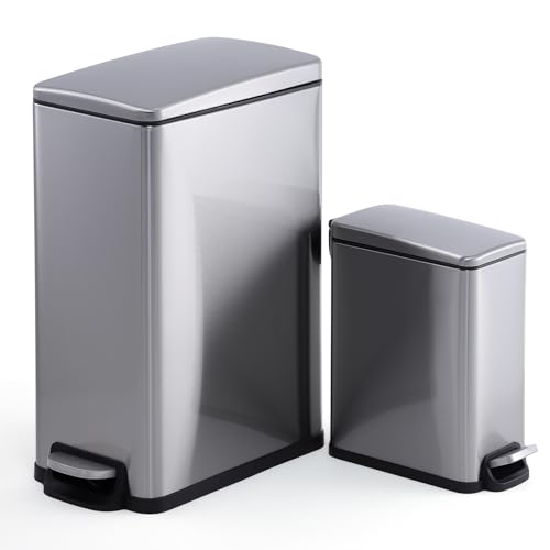 Caneca de basura delgada de 45L con pedal y tapa miniatura 2