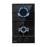 Klarstein Piano Cottura 2 Fuochi, Piano Cottura per Fornelli a Gas, Fornello a Gas Integrato 4000W, in Vetro e Acciaio Inossidabile per Cucina a 2 Fuochi GPL