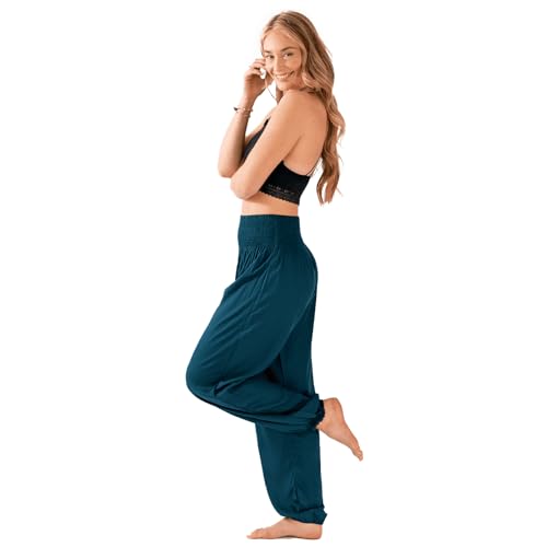 Image of Lotus and Luna Women's Harem Pants Thai Pants for Beach & Lounge High Waisted Flowy Boho Pants Genie Pants Yoga Pants