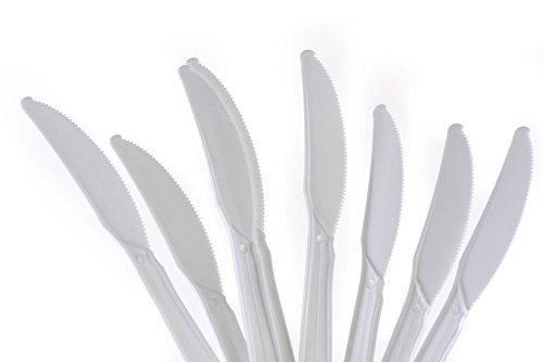 Disposable Plastic Cutlery Knives (400 Count) - Medium Weight White Disposable Plastic Knife - Great for Parties, Office, Lunch, Restaurants by EcoQuality