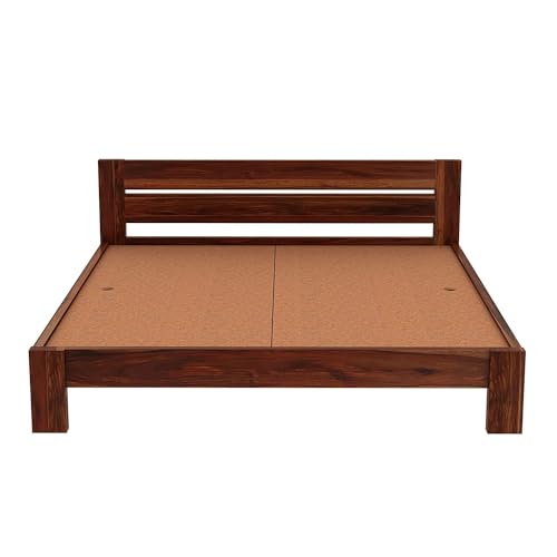 Image of Sheesham Wood Foster Bed PN-01 Frame, Natural Finish, Without Storage (72x48 Double Mattress Size Compatible Bed)