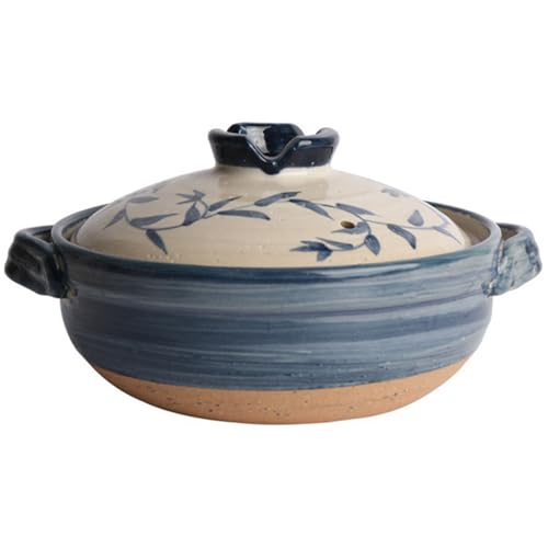 Olla de cerámica, cacerolas, olla, cazuela japonesa, ollas barro resistentes al calor con tapa, grande