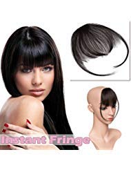 Clip on Bangs Thin Black