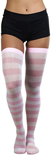 Image of ToBeInStyle Women's Vibrant Horizontal Wide Striped Thigh High Stockings