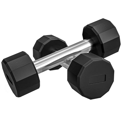 SPORTNOW Set 2 Manubri a 12 Lati da 2x2 kg in Metallo e Gomma, Set Manubri Palestra con Impugnatura Antiscivolo, 22x7.5x7.5 cm, Nero