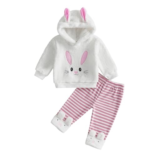 YINGISFITM Toddler Baby Girl Easter Outfit Easter Bunny Ear Hoodie Furry Sweatshirt Pants Winter...