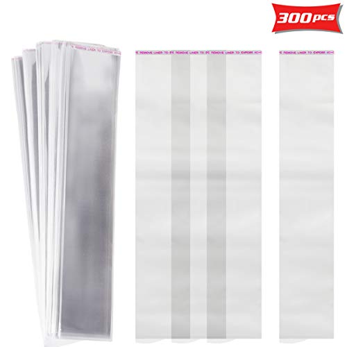 WFPLUS 300 Pieces Clear Long Cello Bags - 2 x 10.8 Inch Pretzel