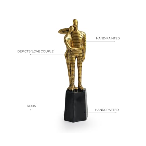 Image of ExclusiveLane 'Love Couple' Modern Decorative Couple Showpiece for Home Decor Decorative Items for Living Room Sculpture (Resin, Handcrafted, 32 cm) | Couple Miniature Showpiece |