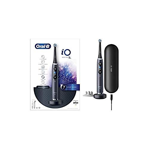 Oral-B Wiederaufladbare elektrische Zahnbürste iO 9s Schwarz. Exklusiv mit revolutionärer Magnettechnologie, Farbdisplay, 1 Bürstenkopf, 1 Reiseetui mit Ladegerät
