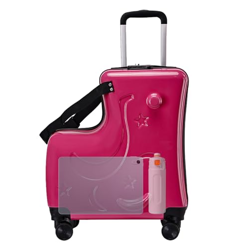 Kids Ride on Bagugh for Girls - Carrito de 20 Pulgadas, de Viaje con Bloqueo de contraseña | Cabalgatas del cinturón de Seguridad Case con Pedales, Ruedas silenciosas, Manillar, Destellos de
