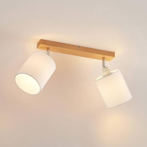 Lindby Strahler Imarin (Skandinavisch) aus Holz (2 flammig, E27) - Deckenlampe Deckenleuchte Lampe Spot Wohnzimmerleuchte