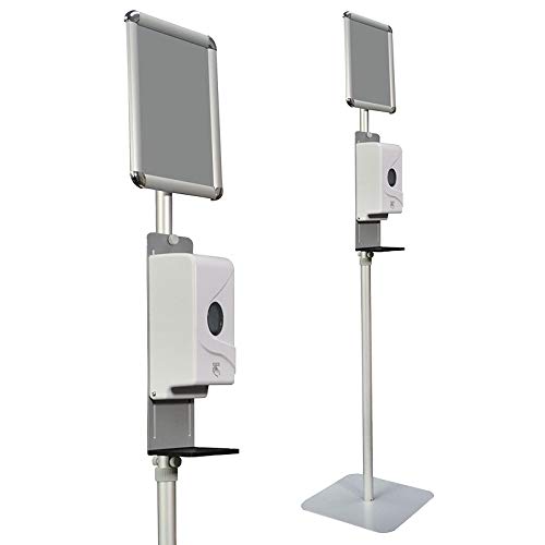 Plotter Paper DirectHand Sanitizer Stand w/Automatic Dispenser, Sign Holder & Adjustable Pole - Touchless Station for Hand Sanitizer - Standing Hand Sanitizer Dispenser for Office or Business Use