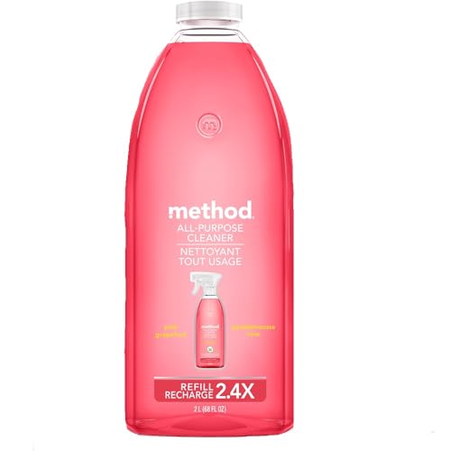 Method All-Purpose Cleaner Refill, Pink Grapefruit, Plant-Based and Biodegradable Formula Perfect for Most Counters, Tiles, Stone, and More, 68 Fl Oz bottles, (Pack of 1)