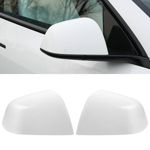 Coque de Rétroviseur Tesla Model Y Blanc Nacré 2020-2024 - Lot de 2 Boîtiers de Remplacement Gauche Droite
