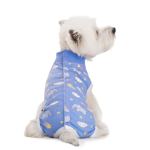 Image of 2 Packs Pet Dog Recovery Onesie Suit for Dogs Cats After Surgery,Dog Abdominal Wounds Bandages Cone E-Collar Alternative. (Blue, XXL)