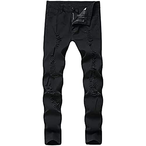 Men's Stretch Denim Jeans - Ripped and Distressed with Slim Moto Biker Fit and Tapered Leg Pants in an Edgy Style2