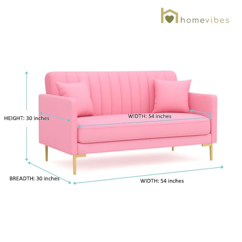 Image of 3+2 Seater Velum Fabric Sofa Set for Living Room, Modern Design with High Density Foam, Solid Wood Frame, Ergonomic Comfortable Seating for Home & Office (Baby Pink, 3+2 Seater) | Soft foam comfort, Strong wood frame