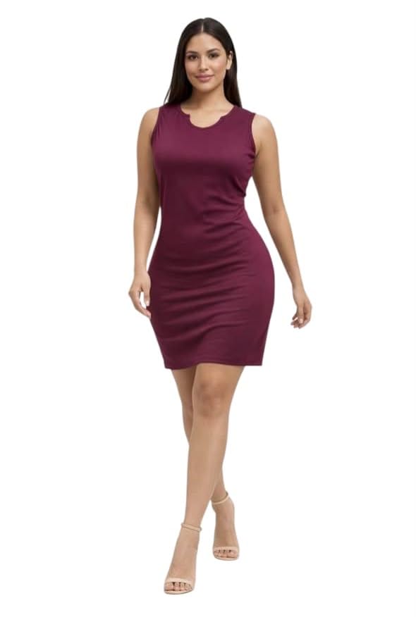 akhirah Women’s Sleeveless Bodycon Mini Dress – Chic Purple Casual Party & Everyday Fit Dress-picture-3