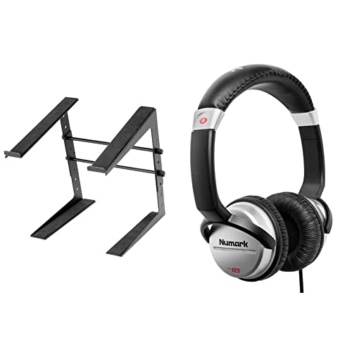 OnStage LPT5000 Laptop Computer Stand, Black & Numark HF125 | Ultra-Portable Professional DJ Headphones with 6ft Cable, 40mm Drivers for Extended Response & Closed Back Design for Superior Isolation