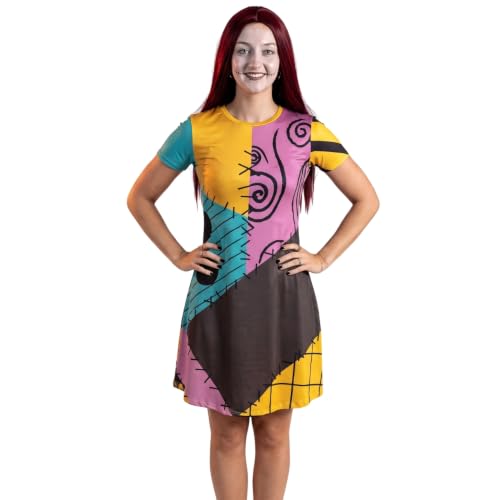 Disney Nightmare Before Christmas Women's Sally Costume Dress-up Halloween Party Outfit Cosplay Dress Themed Apparel Multicoloured : Clothing, Shoes & Jewelry