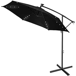 KESSER® Aluminium zweefparasol, led-zonnescherm, afdekking met zwengel, uv-bescherming, aluminium met aan/uit-schakelaar…