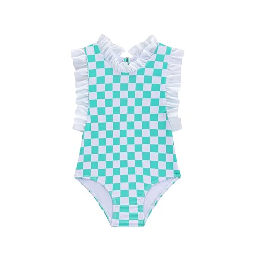 Image of LIZENS Girls One Piece Swimsuit Stylish Ruffled Plaid Swimwear for Kids