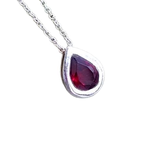 Pendentif grenat naturel rouge, collier argent 925 cadeau femme
