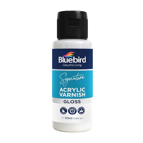Bluebird Signature Gloss Varnish for Acrylic Painting, Non-Yellowing, Non-Toxic, Anti-Crazing, Gloss Varnish for Pro Artists, Hobby Painters & Kids (Gloss, 3.4 Fl Oz)