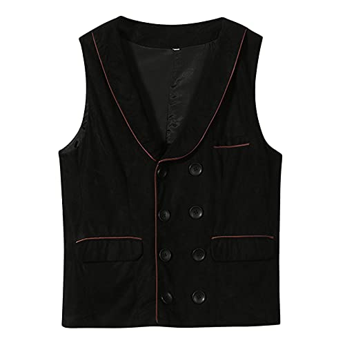 Mens Work Vest Vintage Steampunk Double Breasted Vests Halloween Cosplay Gothic Hunting Western Vest Cowboy Outfits - Main Image